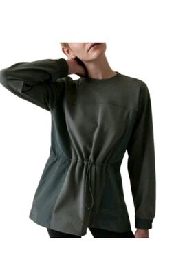 Athleta Olive Drawcord Waist Long-Sleeve Pullover Womens Size L